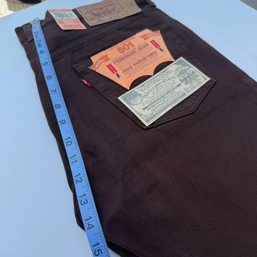 Vintage 1997 Levi's 501 Jeans 38x34 Chocolate Brown NWT Made in Canada Stamp 216